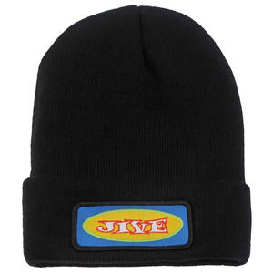 Fresh Jive Men's Bustin' Out Embroidered Retro Vintage Patch Cuff Beanie - Black